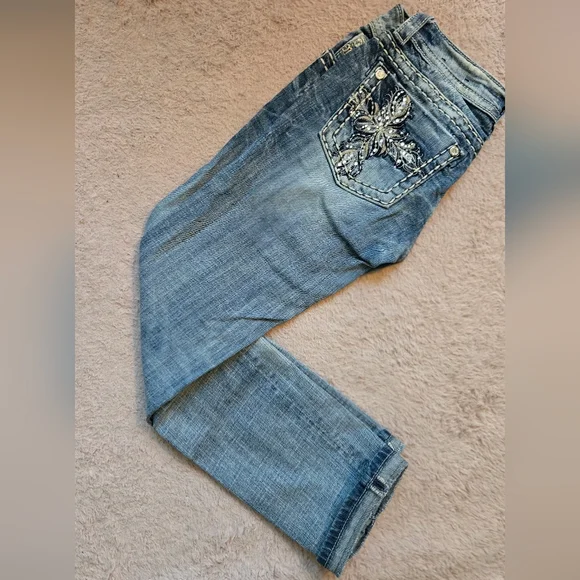 Miss Me Low Rise Cross Pocket Jeans Size 25 - Picture 1 of 4